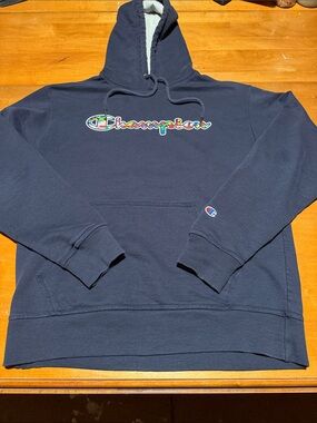 Med- Champion Navy Pullover Hoodie, Flags Of Countries